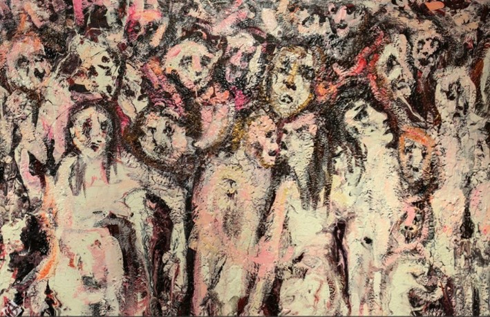 تصویرهشتم-نقاشی رنگ و روغن از نمایشگاه فاسونکی در گالری هور سال نود و هفت (از سایت هنر آنلاین)